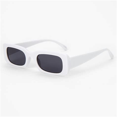 Rectangular frame sunglasses in white 